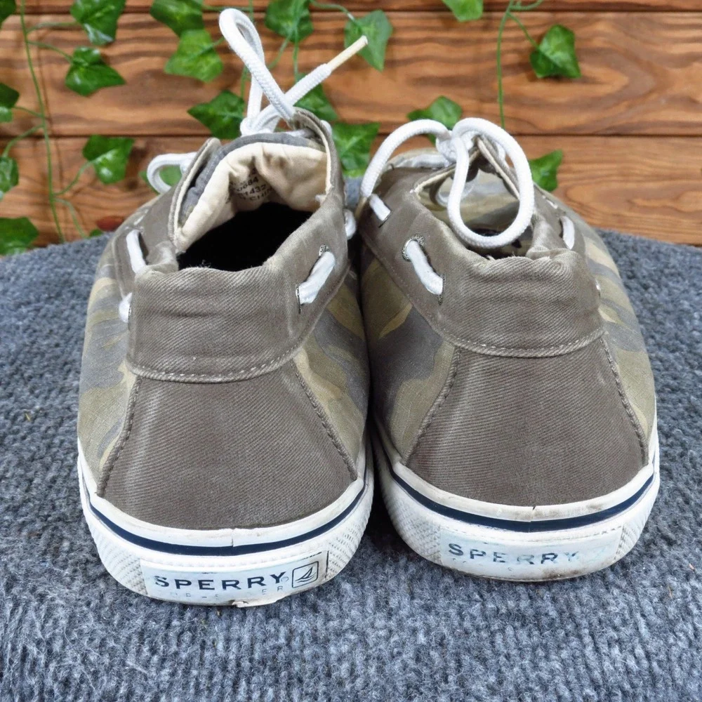 Sperry Halyard 2-Eye Men Boat Shoe Size 12 Nautical Camo Canvas Sneakers Green